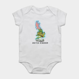 Travel map of the United Kingdom Baby Bodysuit
